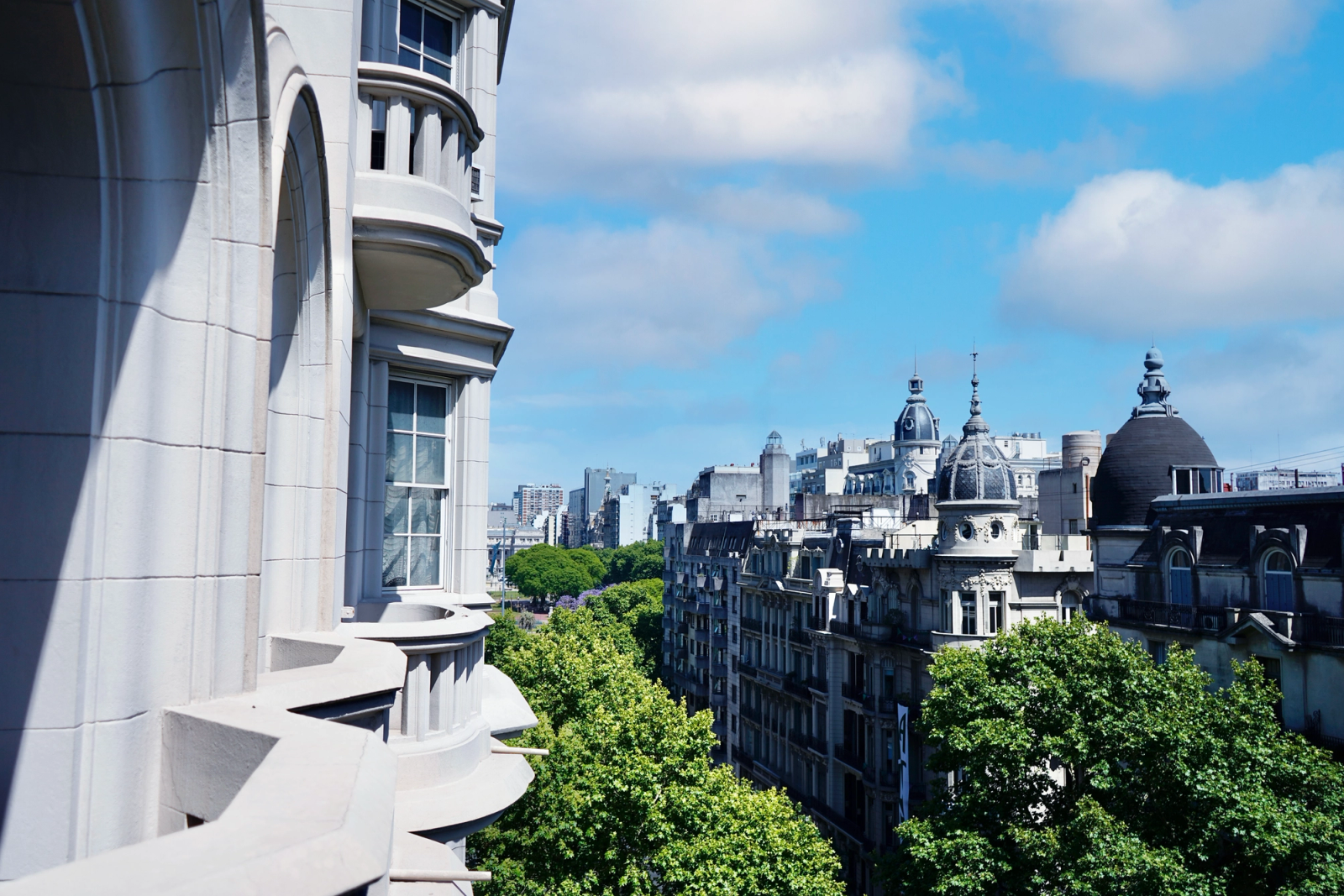 View of historic architecture and skyline in Buenos Aires, Argentina on a sunny day