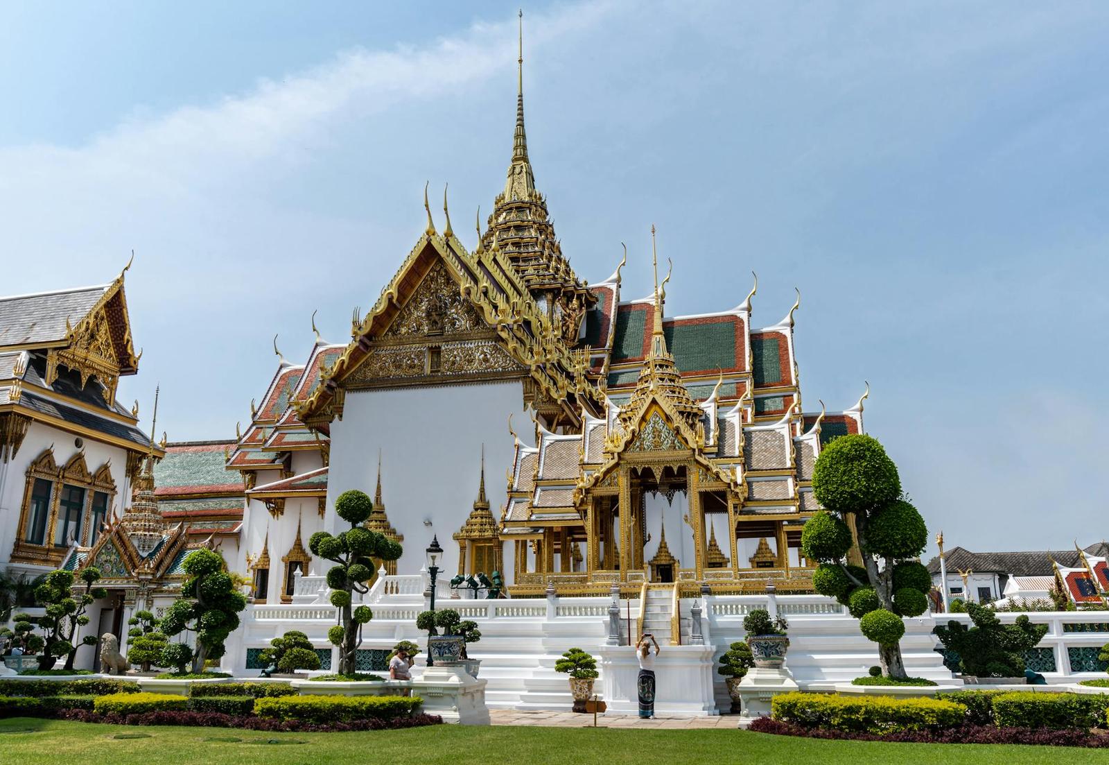 Ornate Chakri Maha Prasat Hall in the Grand Palace showcases exquisite Thai architecture