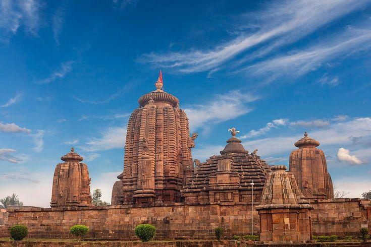 Carved stone spire of a Kalinga-style temple in Bhubaneswar
