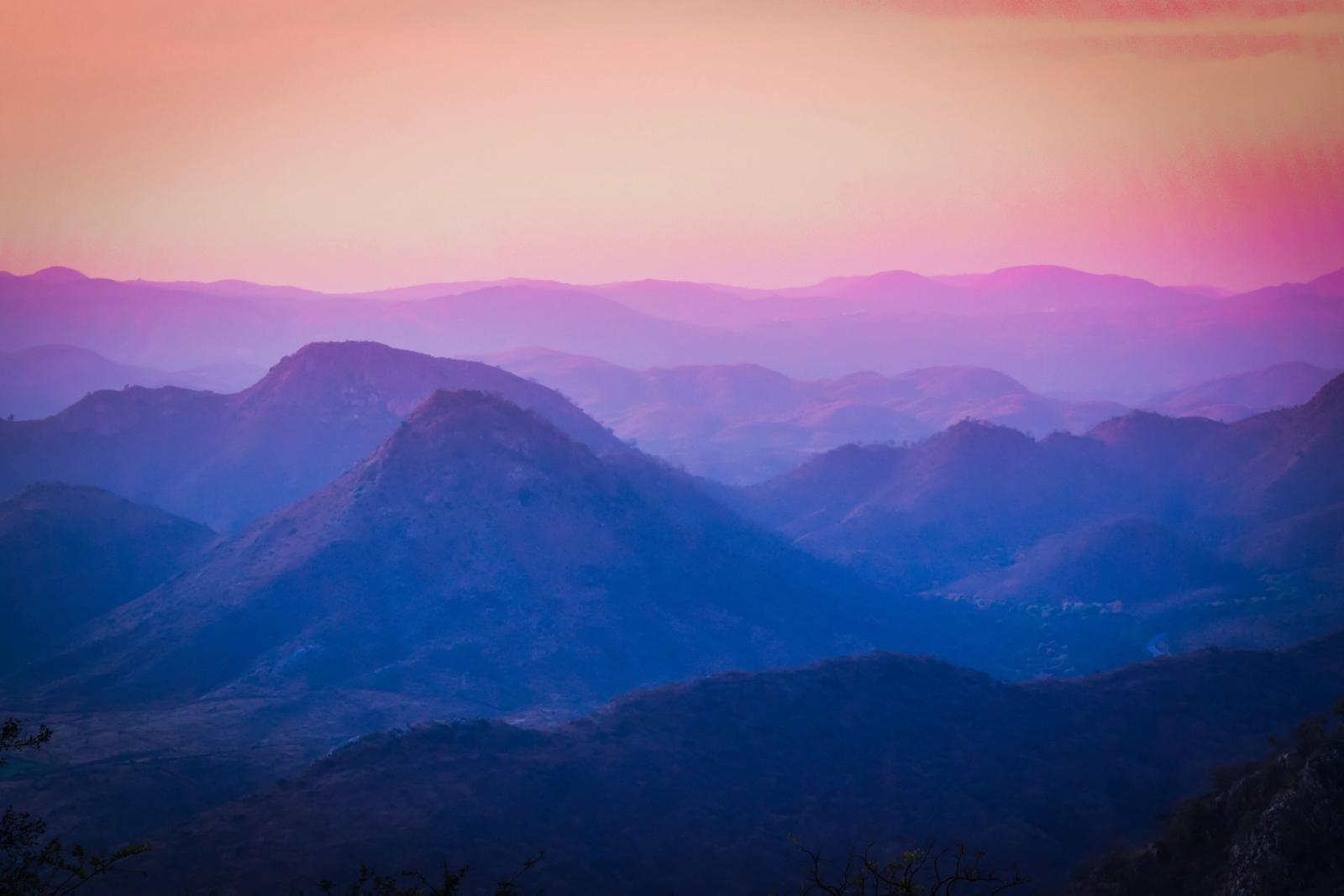 Beautiful sunrise view over the Aravalli mountains in Nagar, Rajasthan, India