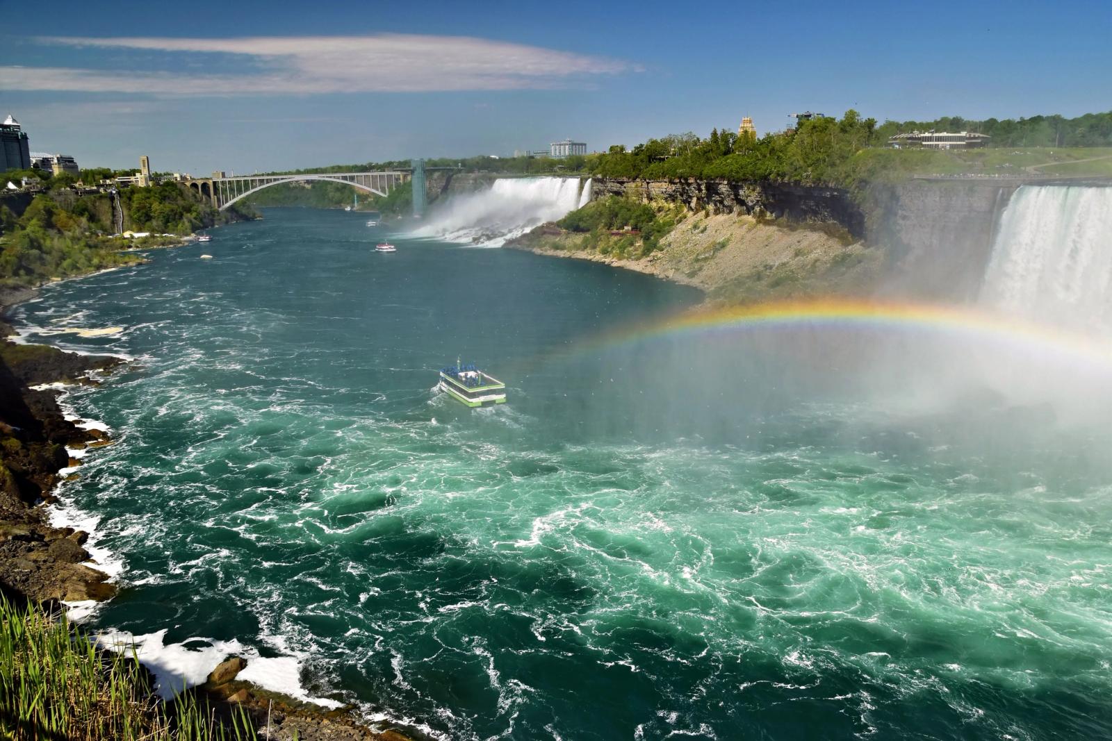 Captivating image of Niagara Falls with a vibrant rainbow and scenic beauty in Ontario, Canada