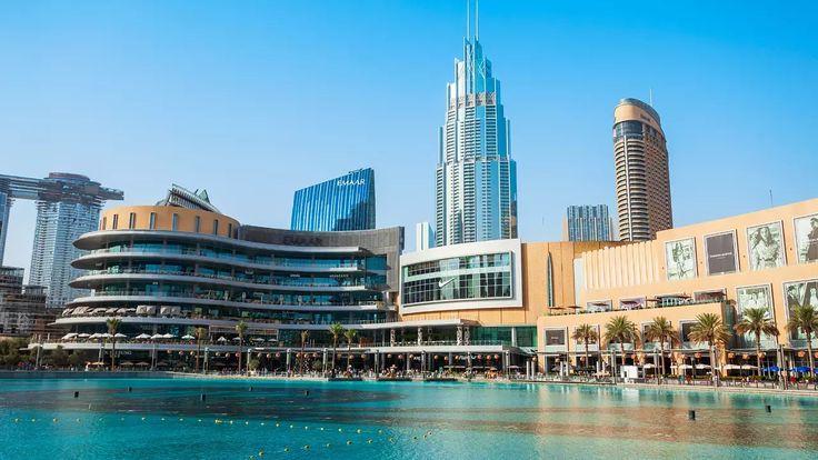 Dubai skyline with the Burj Khalifa rising above the city at midday
