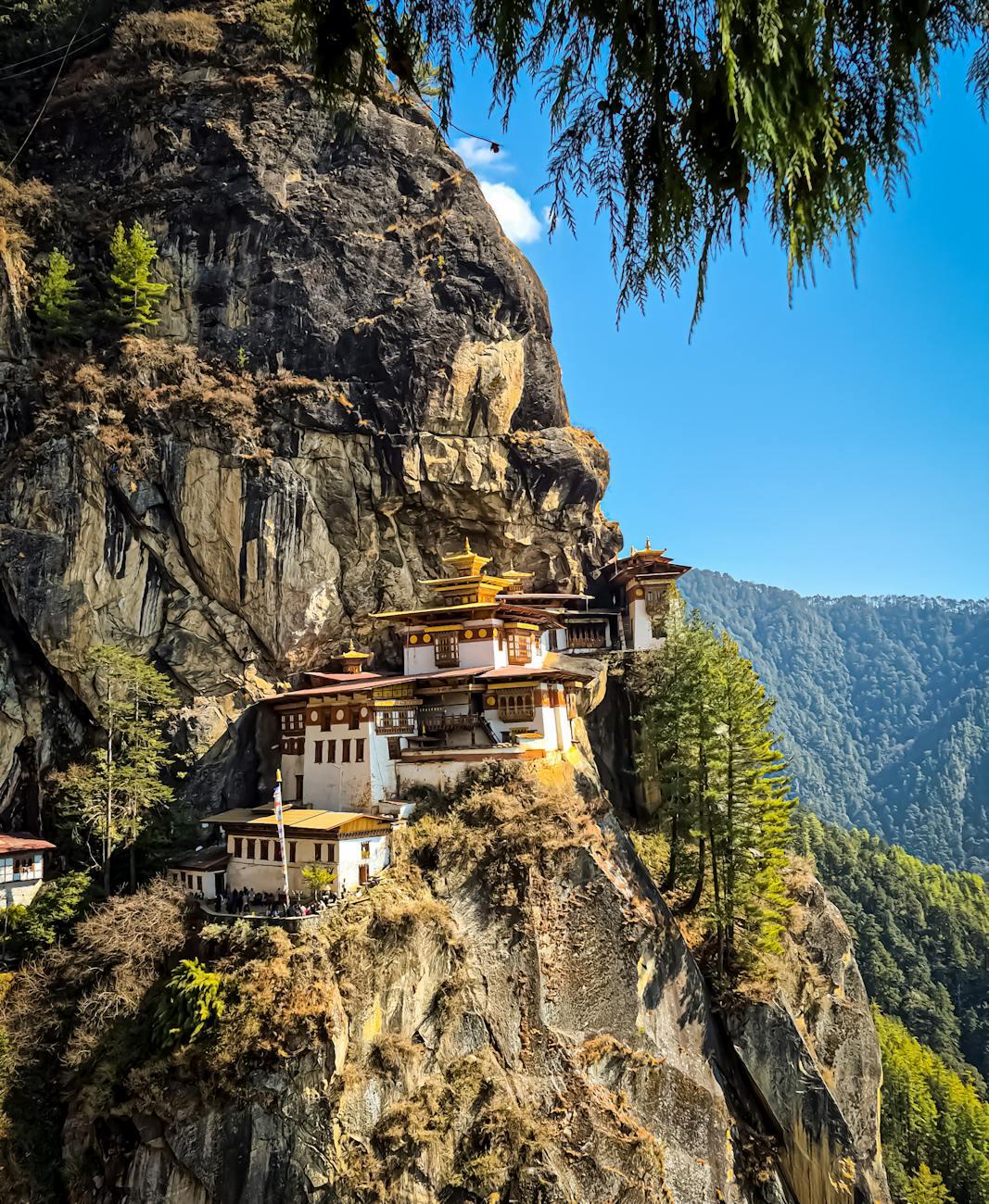 Capture of the iconic Tiger's Nest Monastery perched on a cliff in Paro, Bhutan