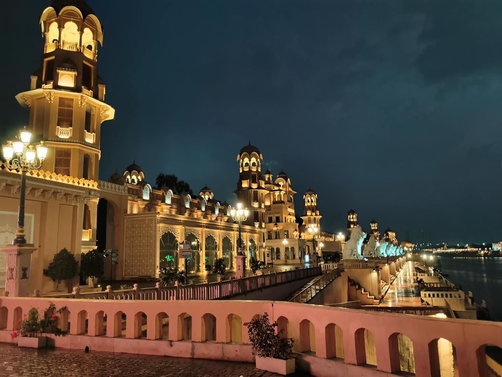 Palace architecture at night