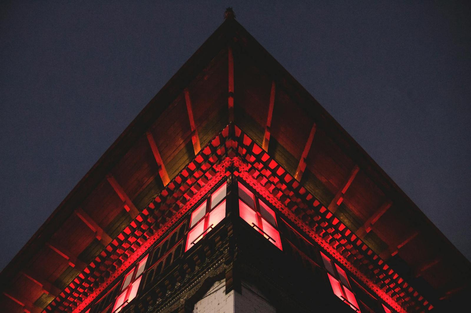 Chitwan architecture at night