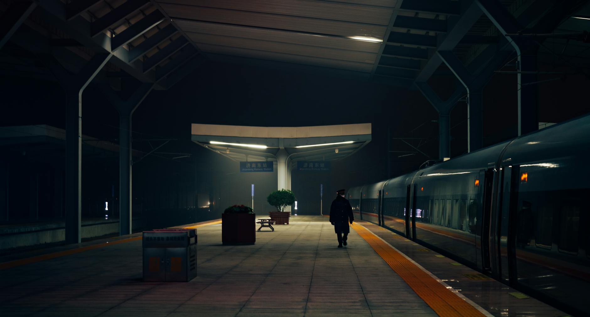 Arrival architecture at night