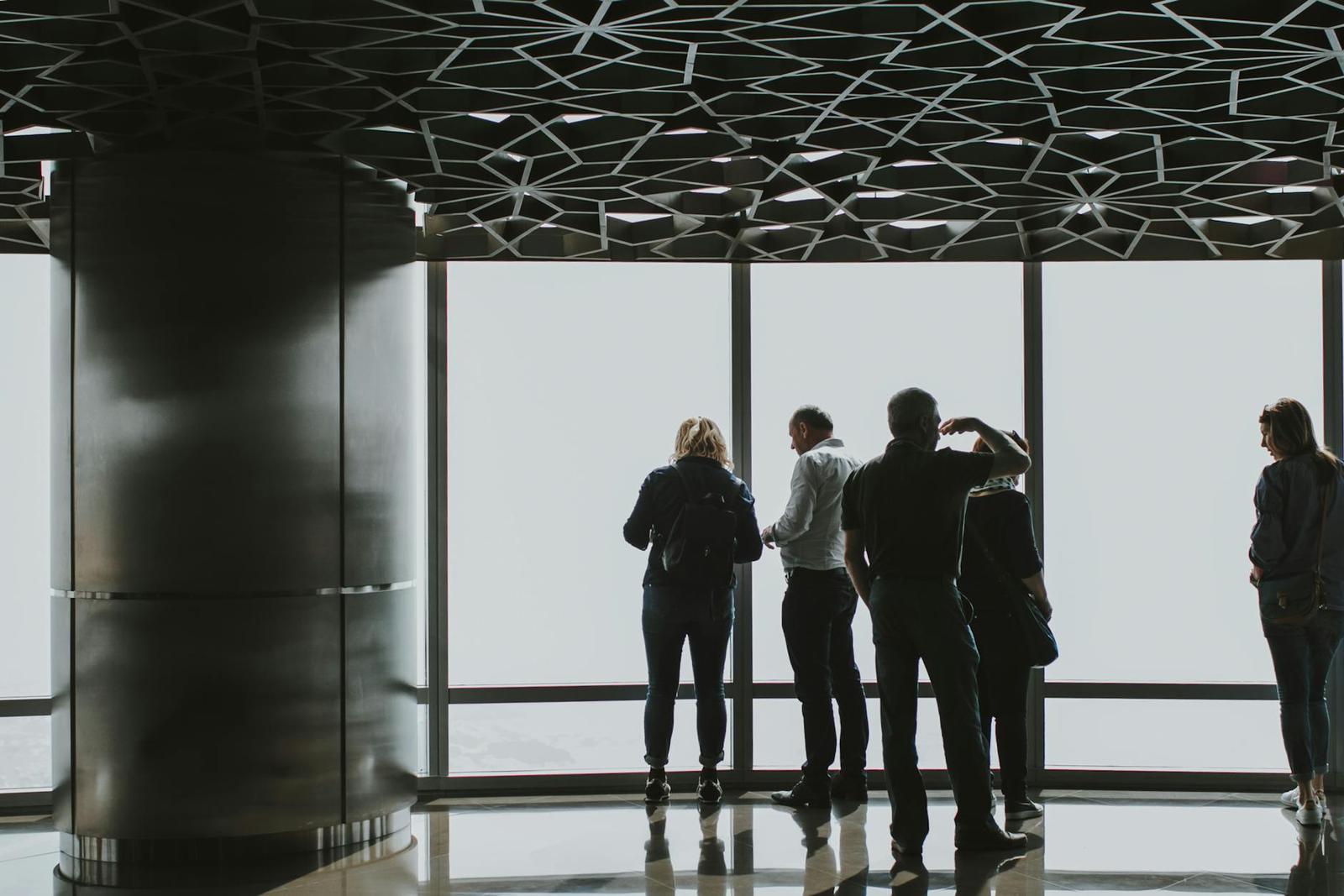 View from the Burj Khalifa observation deck overlooking Dubai