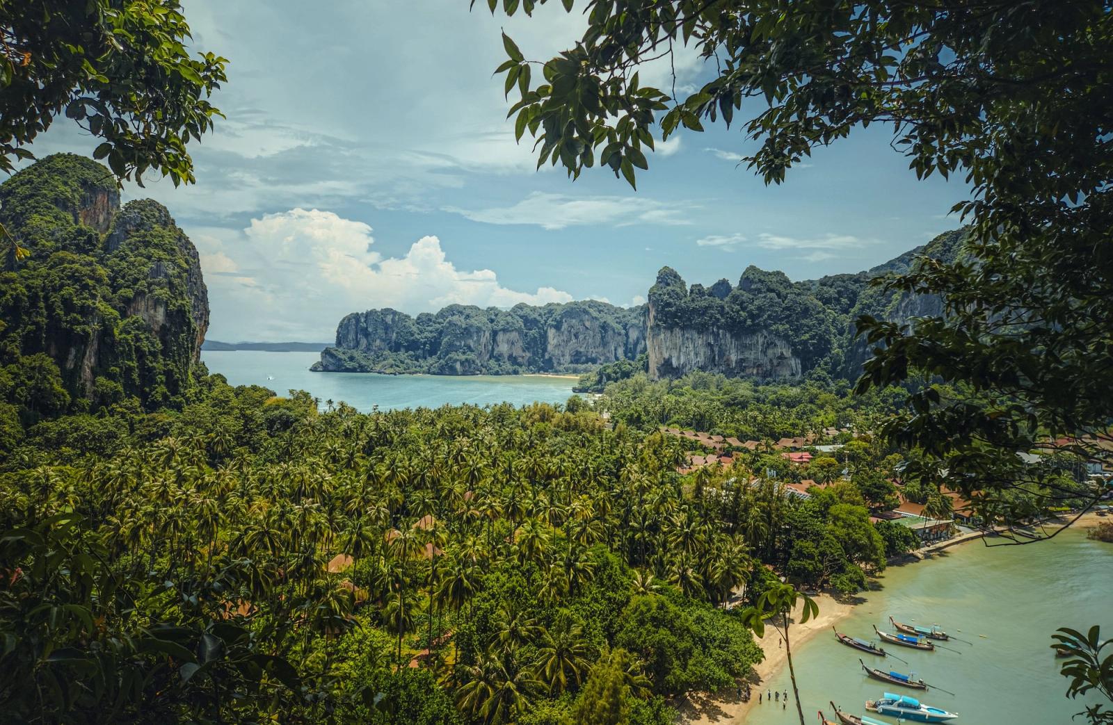 Explore the lush greenery and stunning limestone cliffs of Krabi, Thailand from this spectacular viewpoint