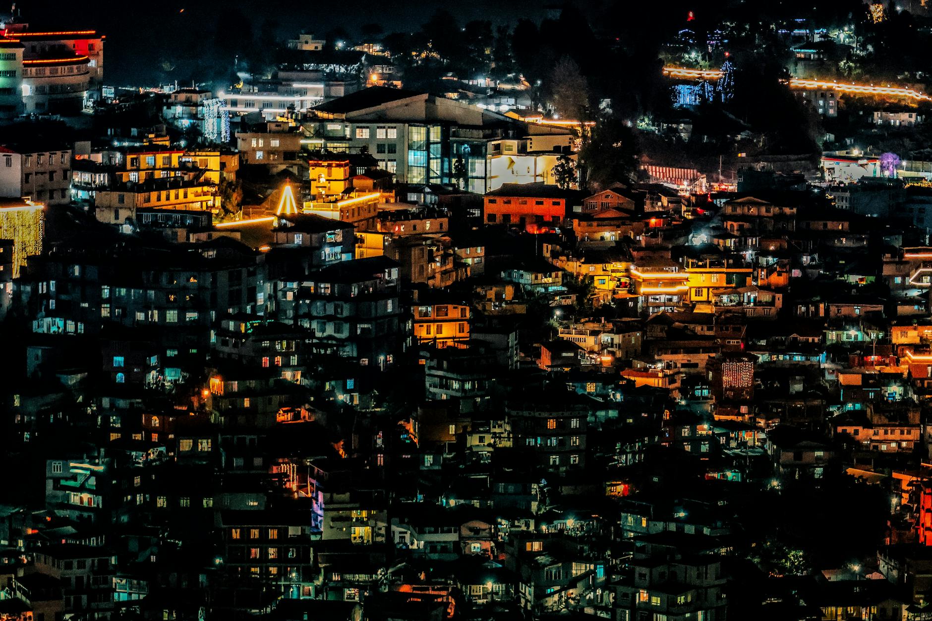 Shillong architecture at night
