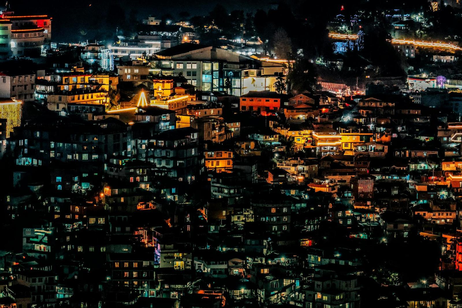 Shillong architecture at night