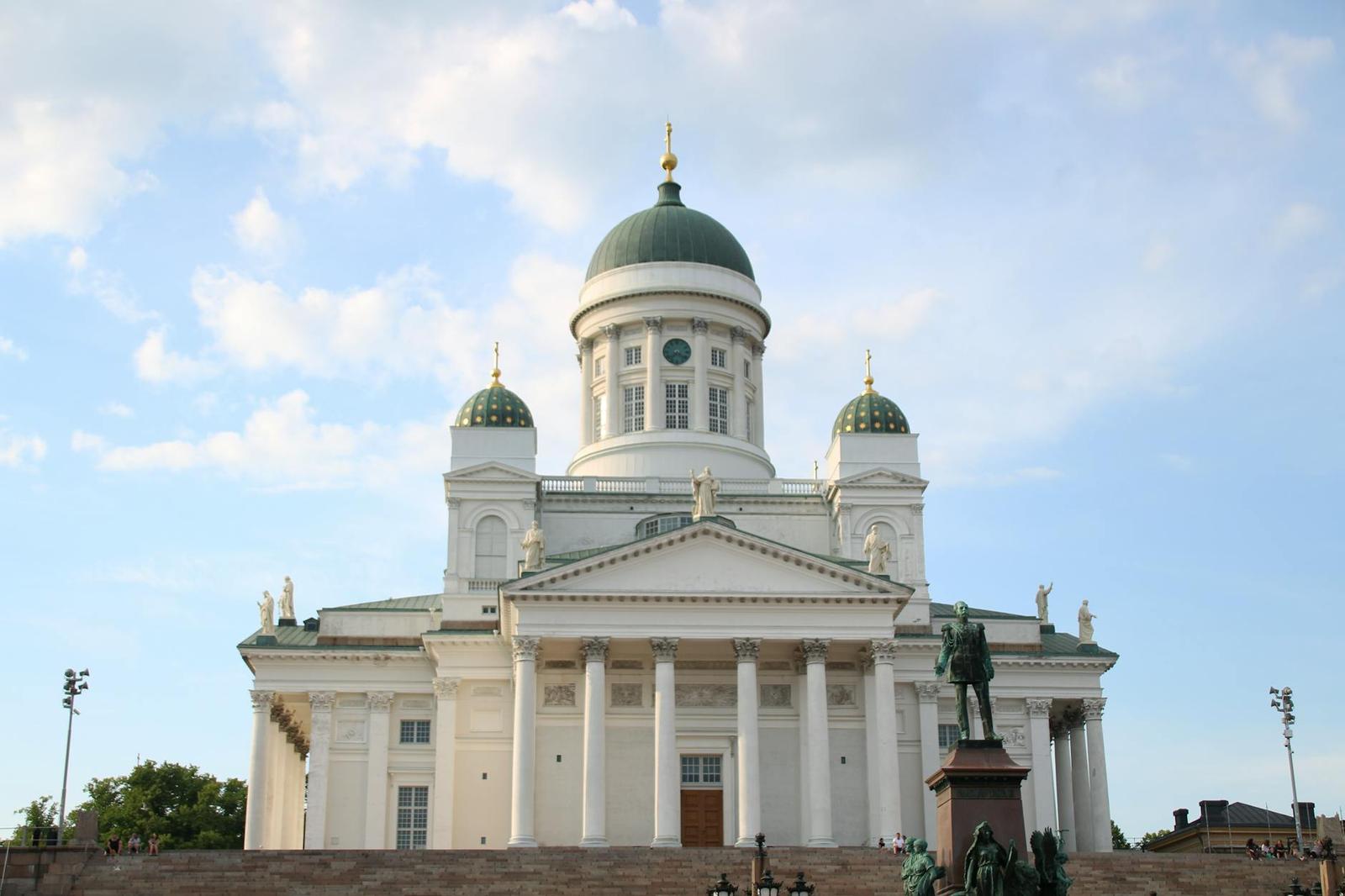 Stunning view of Helsinki Cathedral with a clear blue sky