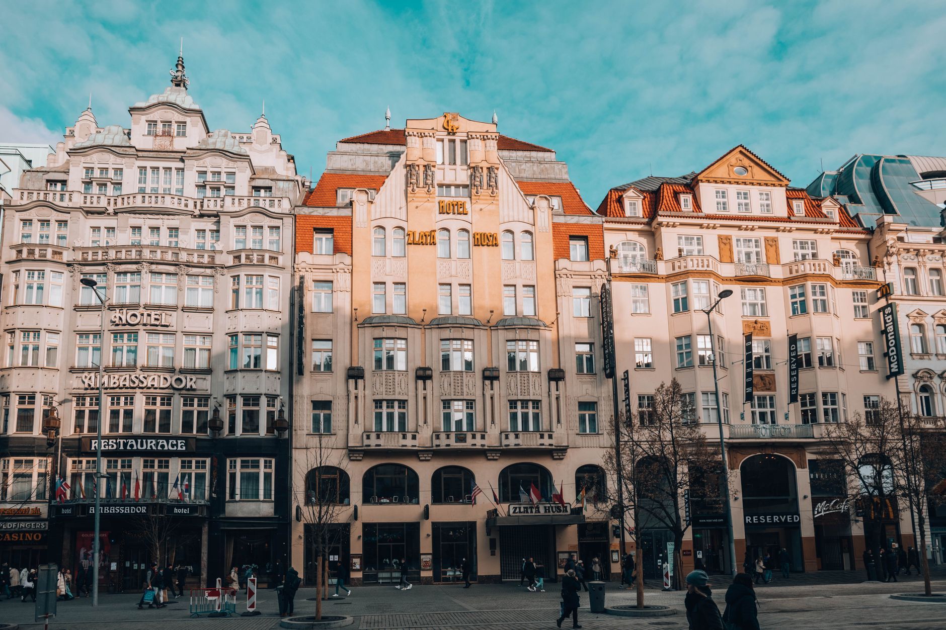 A hotel in Prague, Greece + Hungary + Austria + Czechia + Denmark