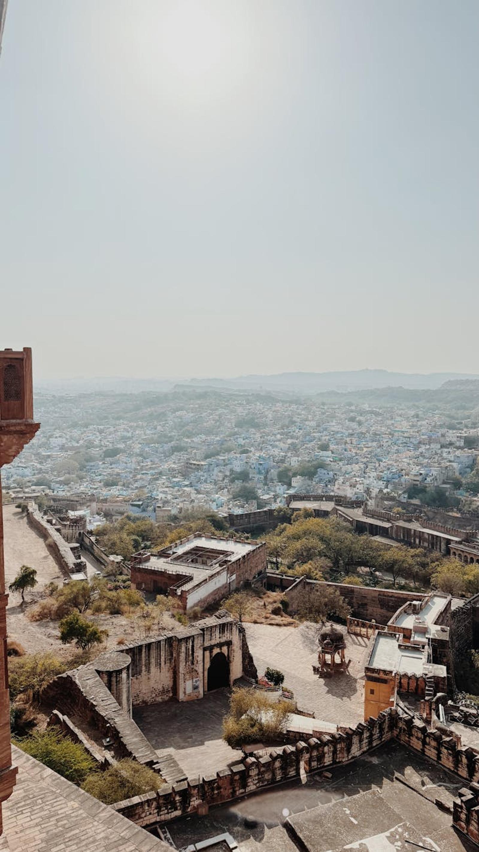 Stunning daytime aerial view over Jodhpur city from Mehrangarh Fort