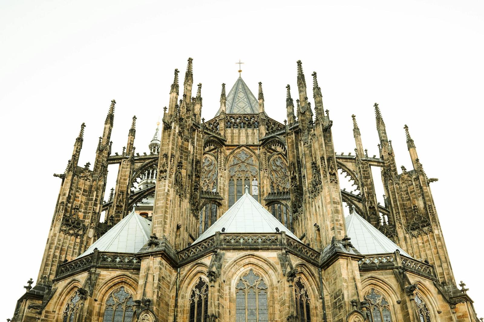Majestic view of the Gothic St. Vitus Cathedral in Prague