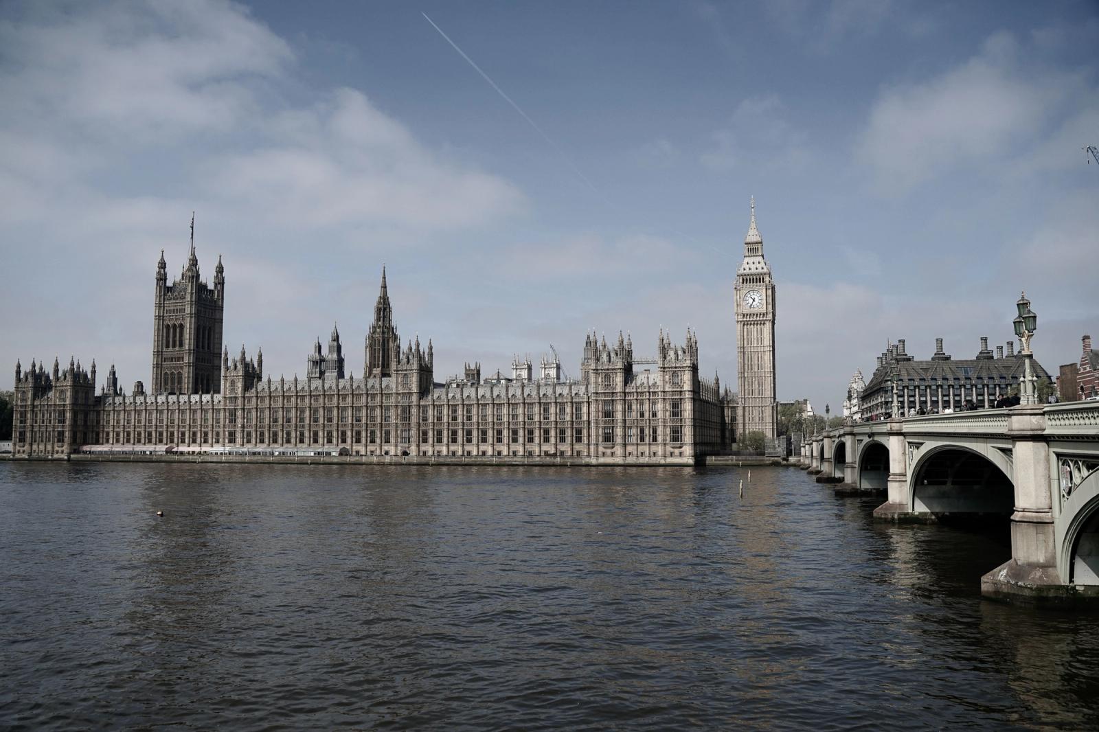 Panoramic shot of Big Ben and the Palace of Westminster from across the River Thames in London