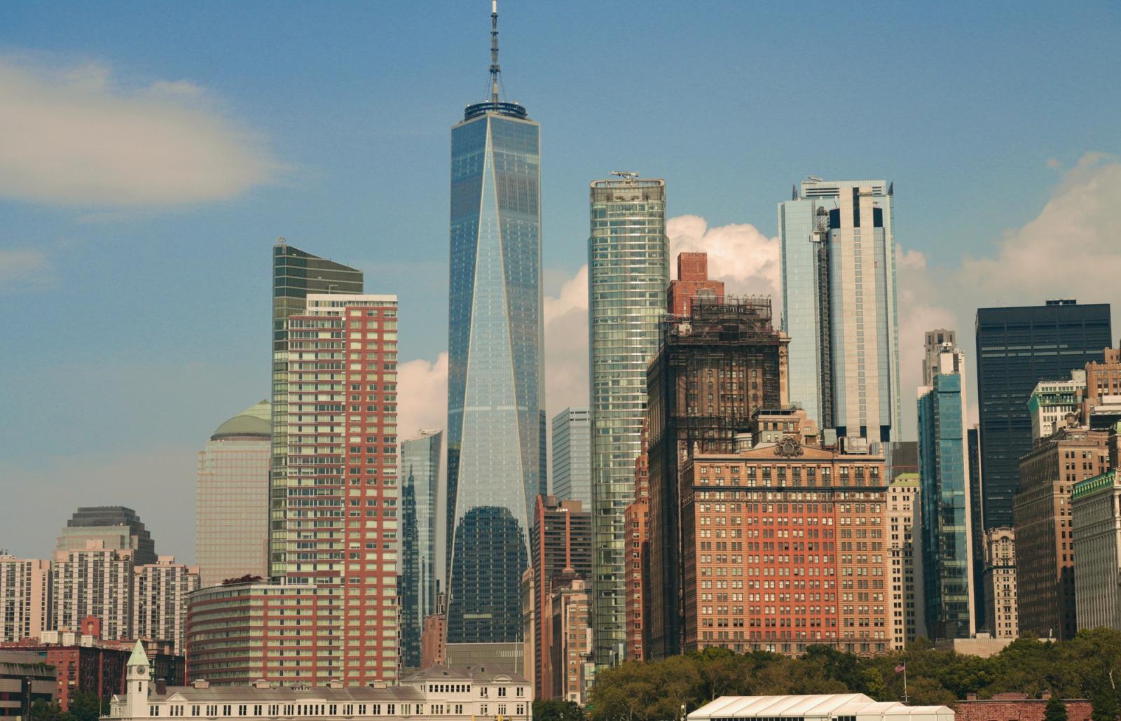 Impressive cityscape of New York City featuring the iconic One World Trade Center amidst modern skyscrapers
