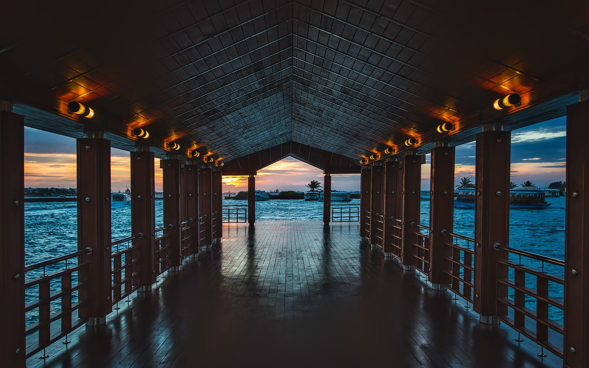 Maldives architecture at night