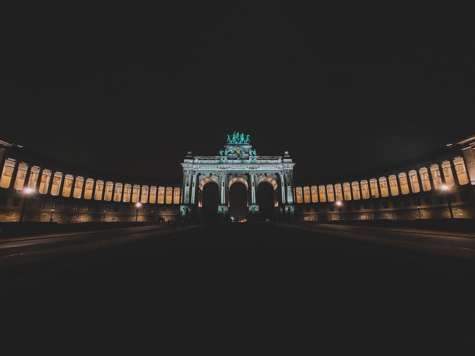 Brussels architecture at night