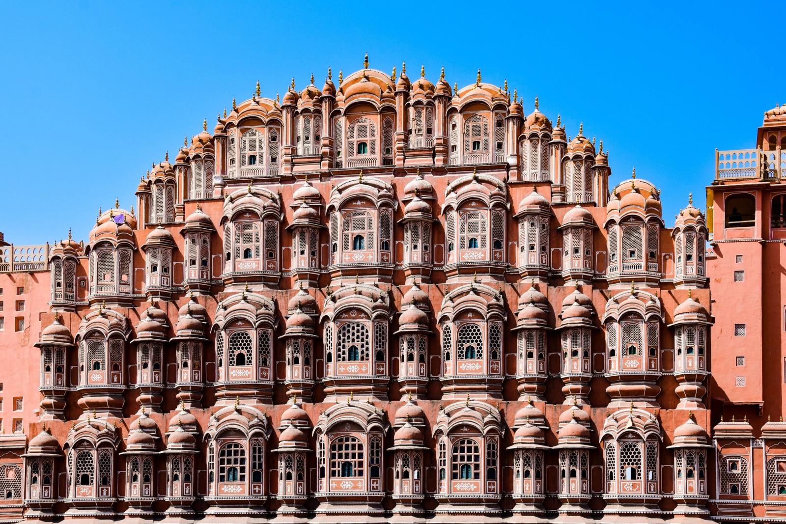 Explore the intricate architecture of Hawa Mahal, a stunning landmark in Jaipur, India