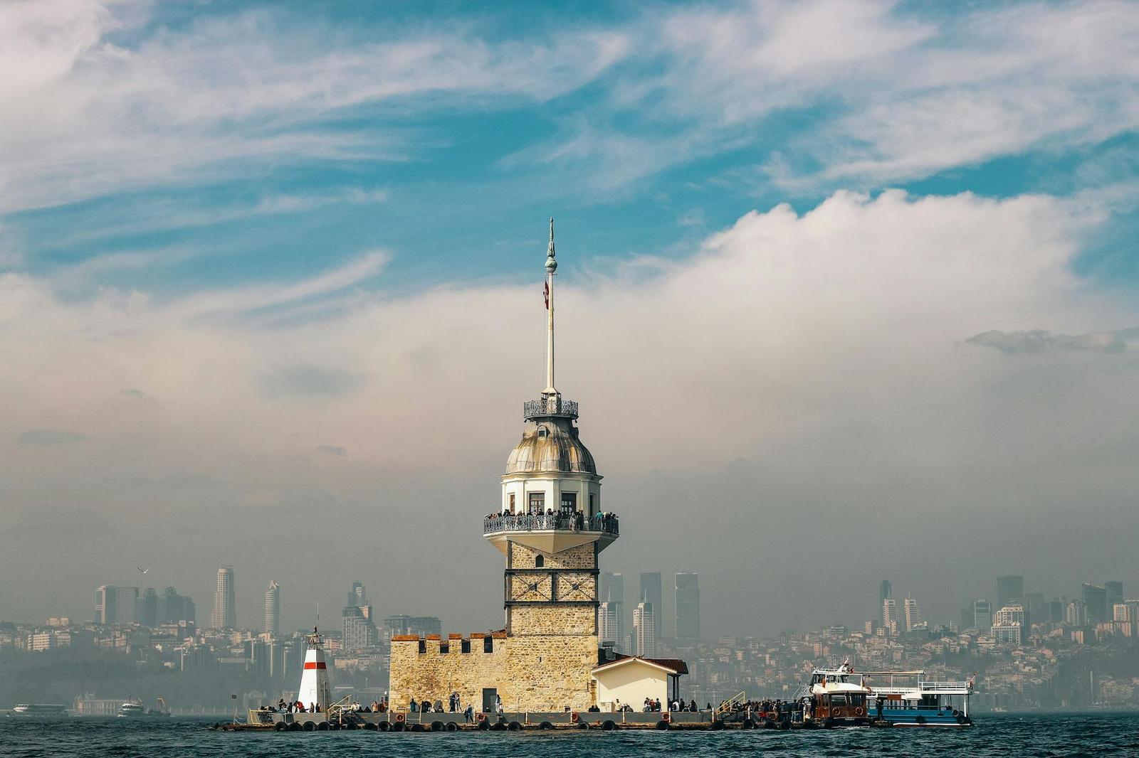 Maiden’s Tower with Istanbul cityscape backdrop