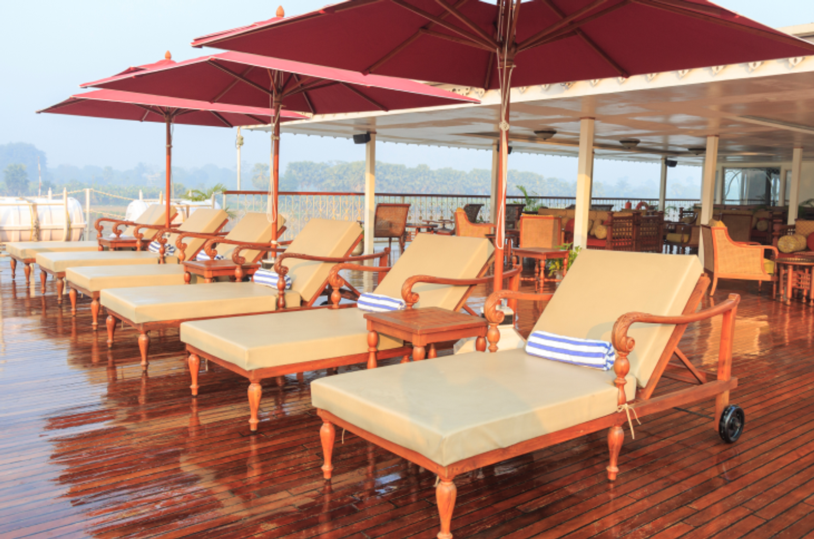 Sun Deck loungers overlooking the Ganges
