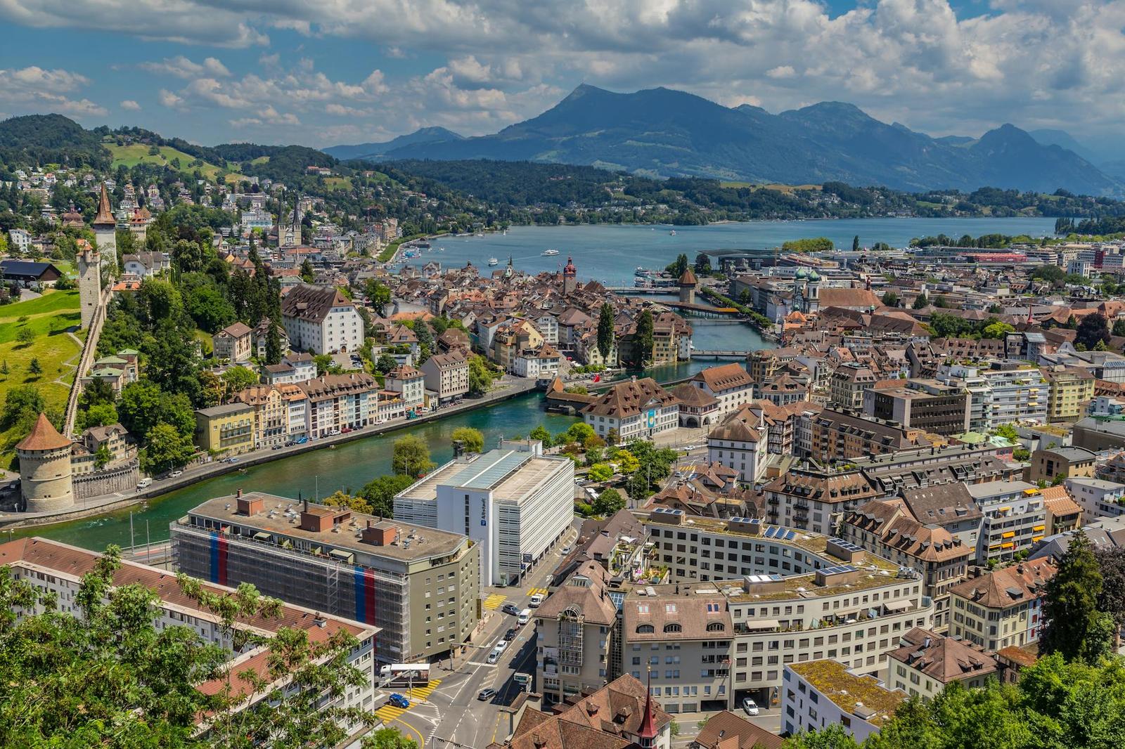Stunning aerial view of Lucerne
