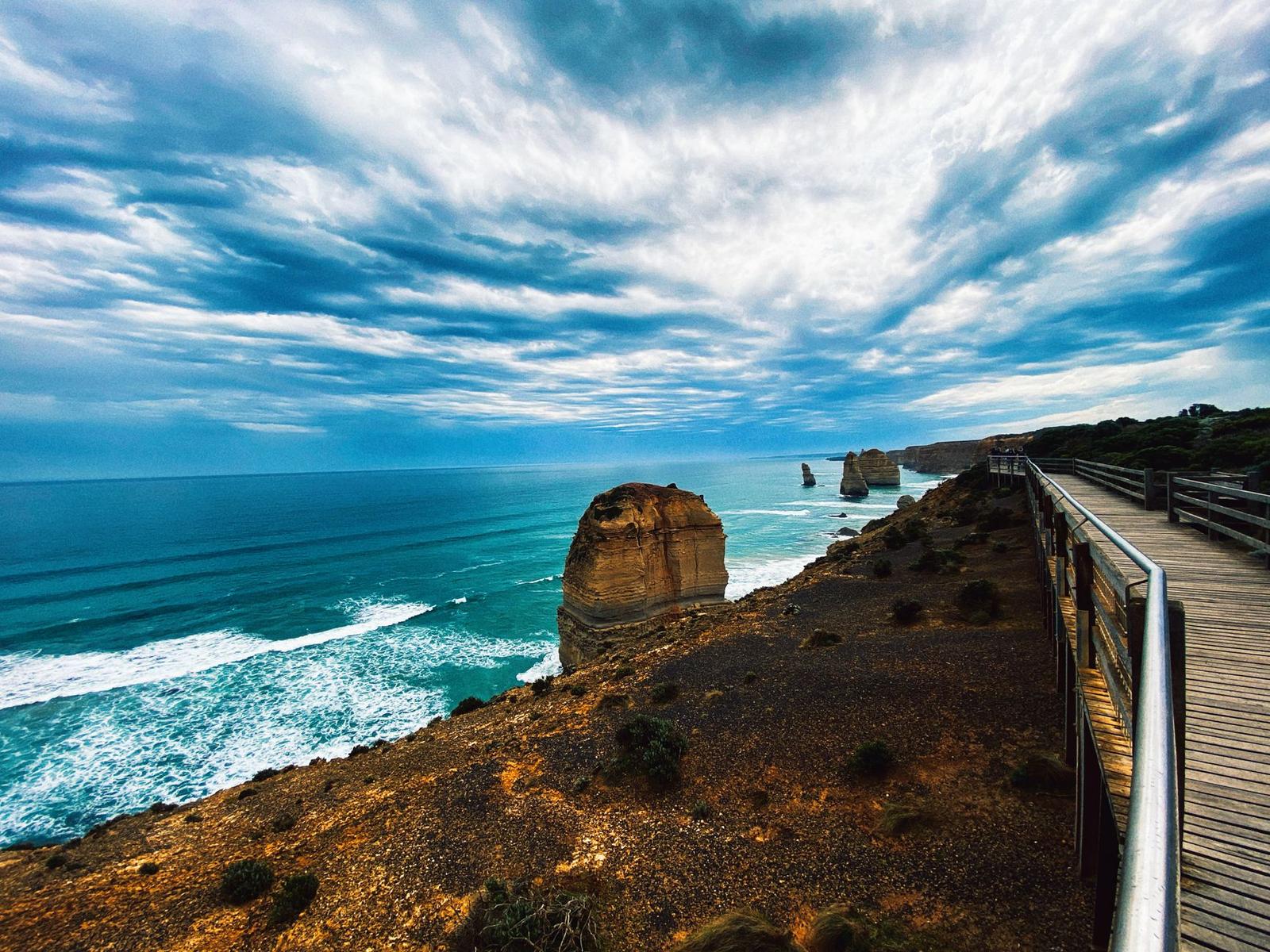 Stunning panoramic view of the Twelve Apostles rock formations along Australia's scenic coastline