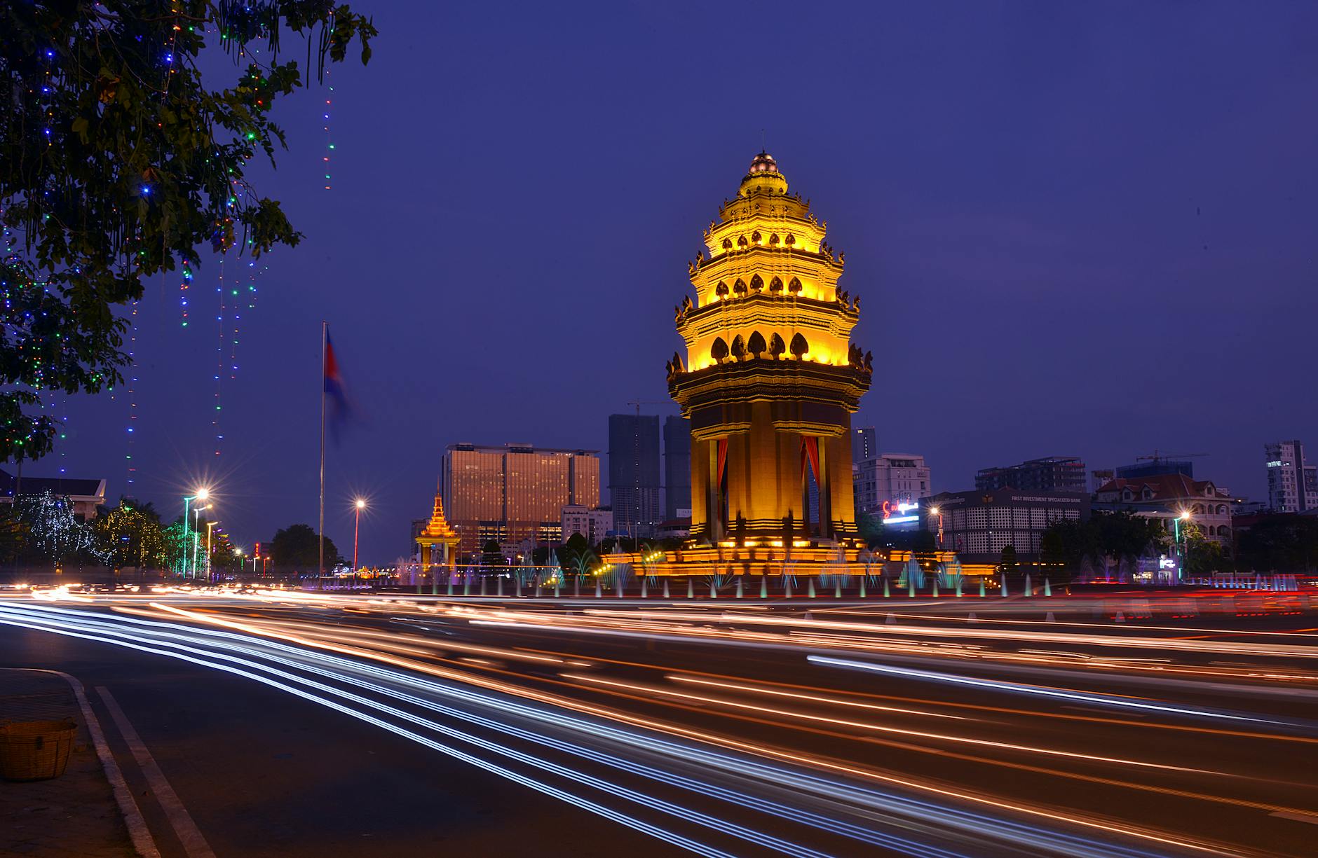 Cambodia architecture at night
