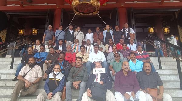 Tibro group enjoys a cultural visit to a historic temple.