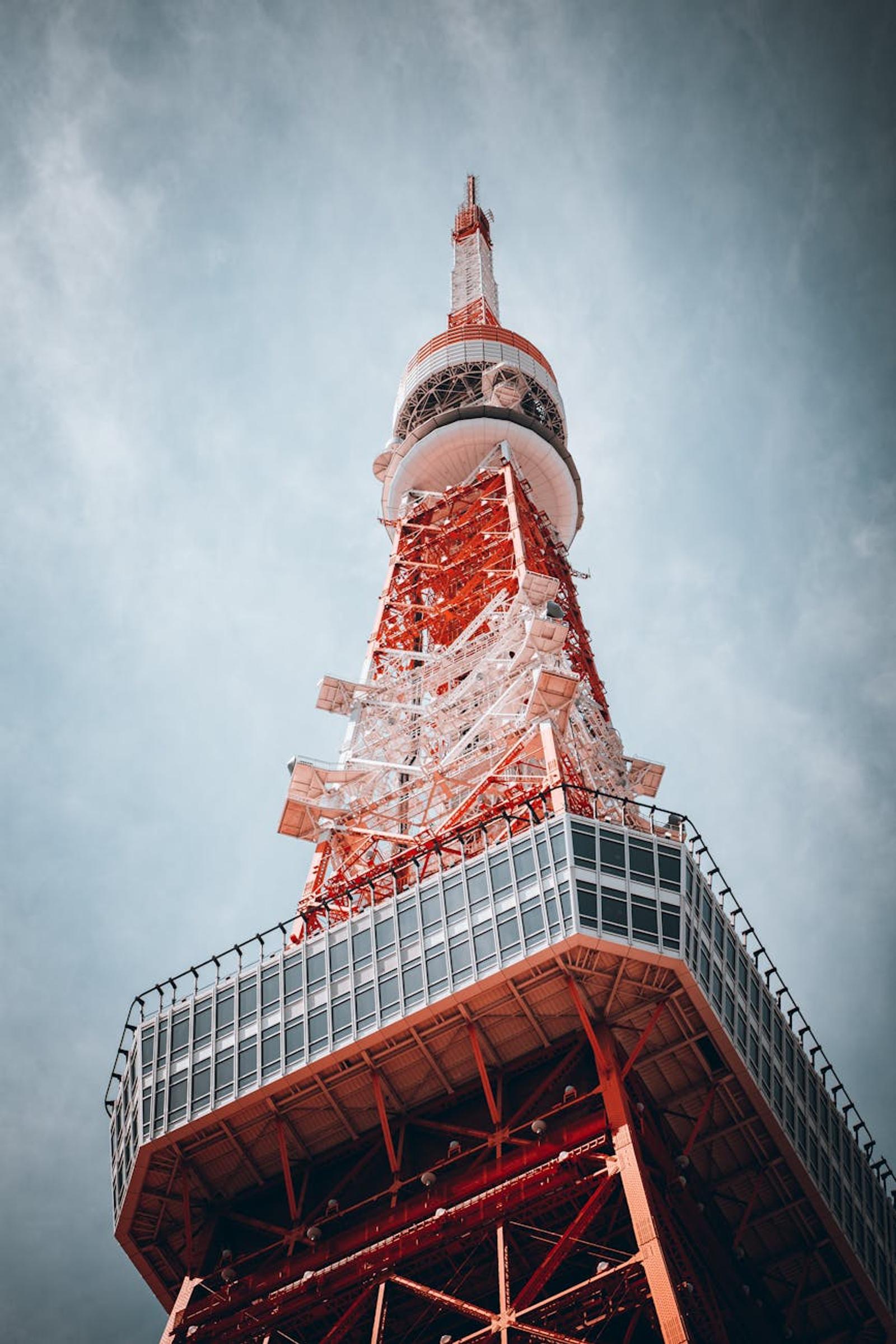 Low angle shot of Tokyo Tower in Japan under a clear sky