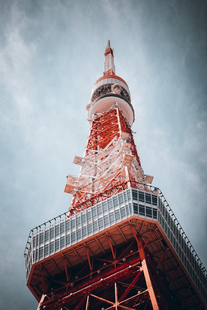 Low angle shot of Tokyo Tower in Japan under a clear sky