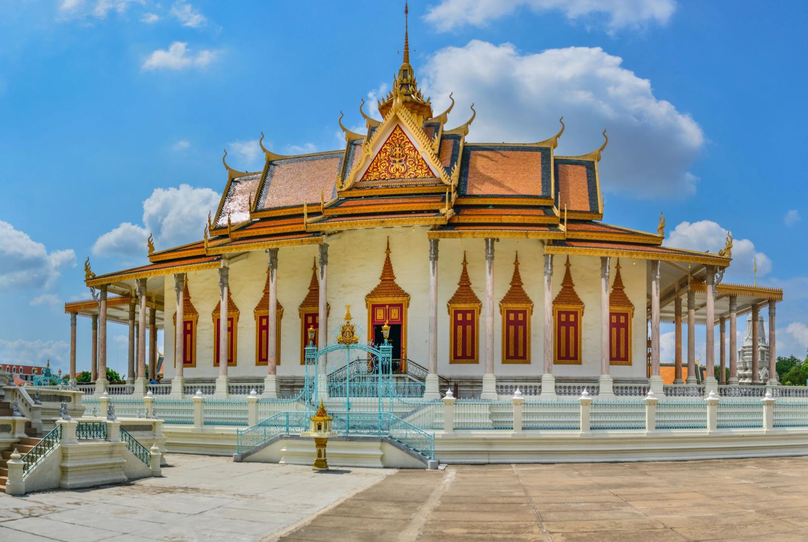 Explore the stunning Silver Pagoda with its intricate architecture in Phnom Penh, Cambodia