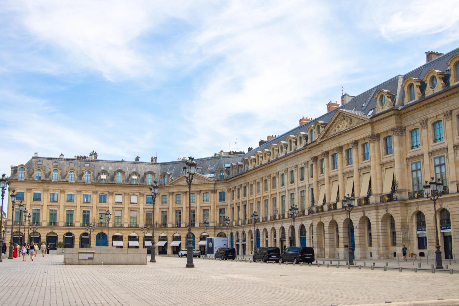 Elegant architecture of Place Vendôme in Paris, France captured on a clear day