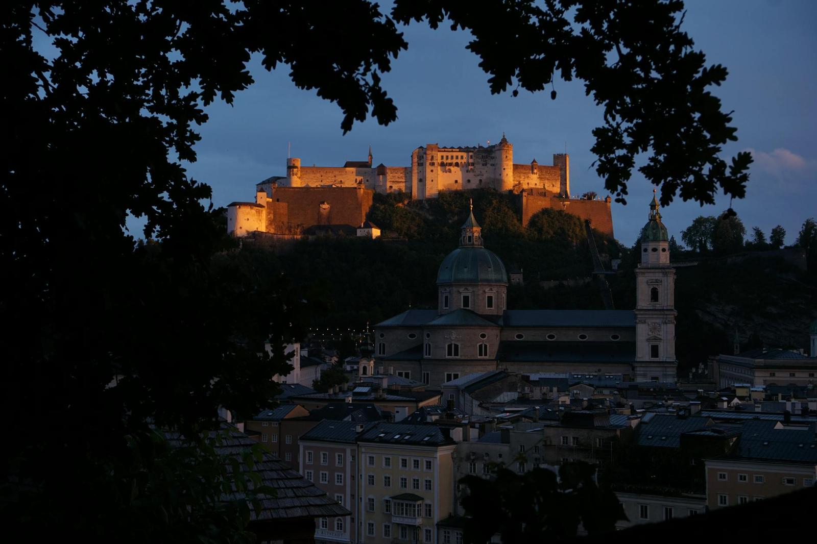 Salzburg architecture at night