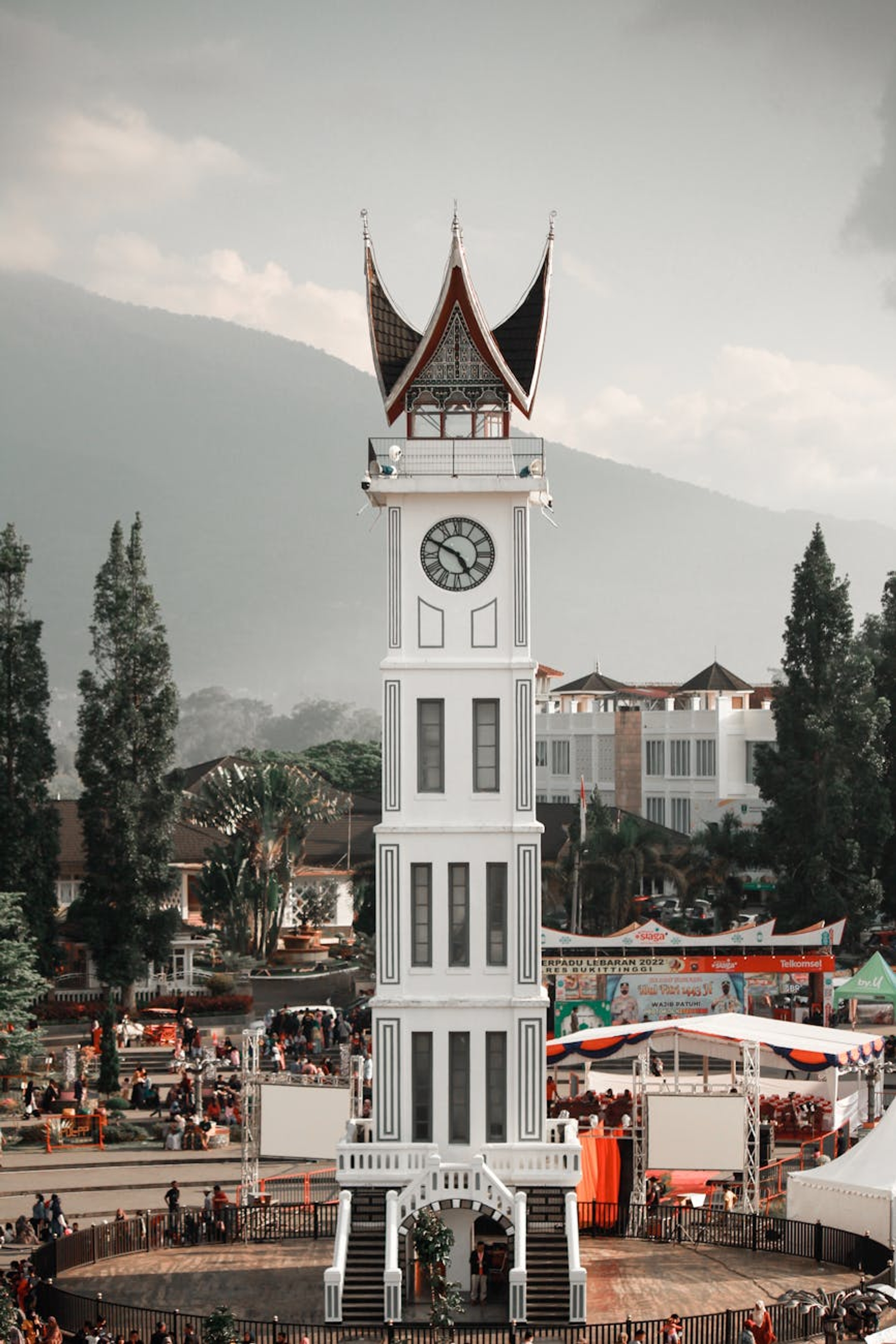 Stunning view of Jam Gadang clock tower, a landmark in Bukittinggi, Indonesia
