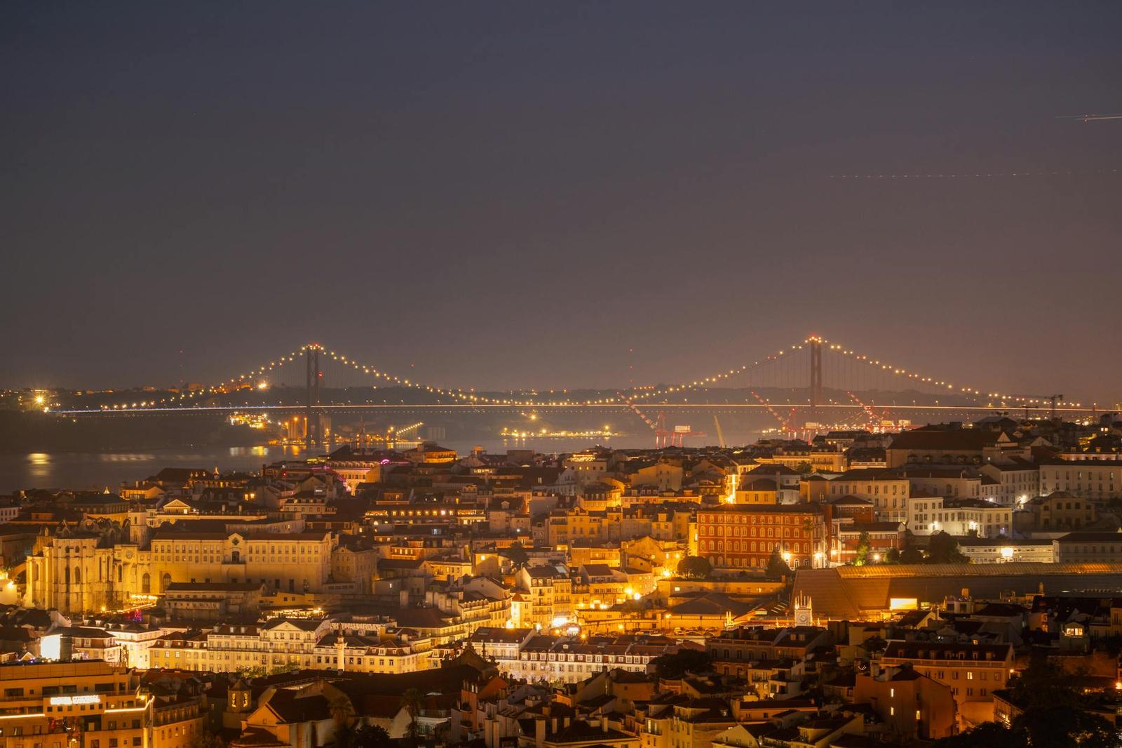 Lisbon architecture at night