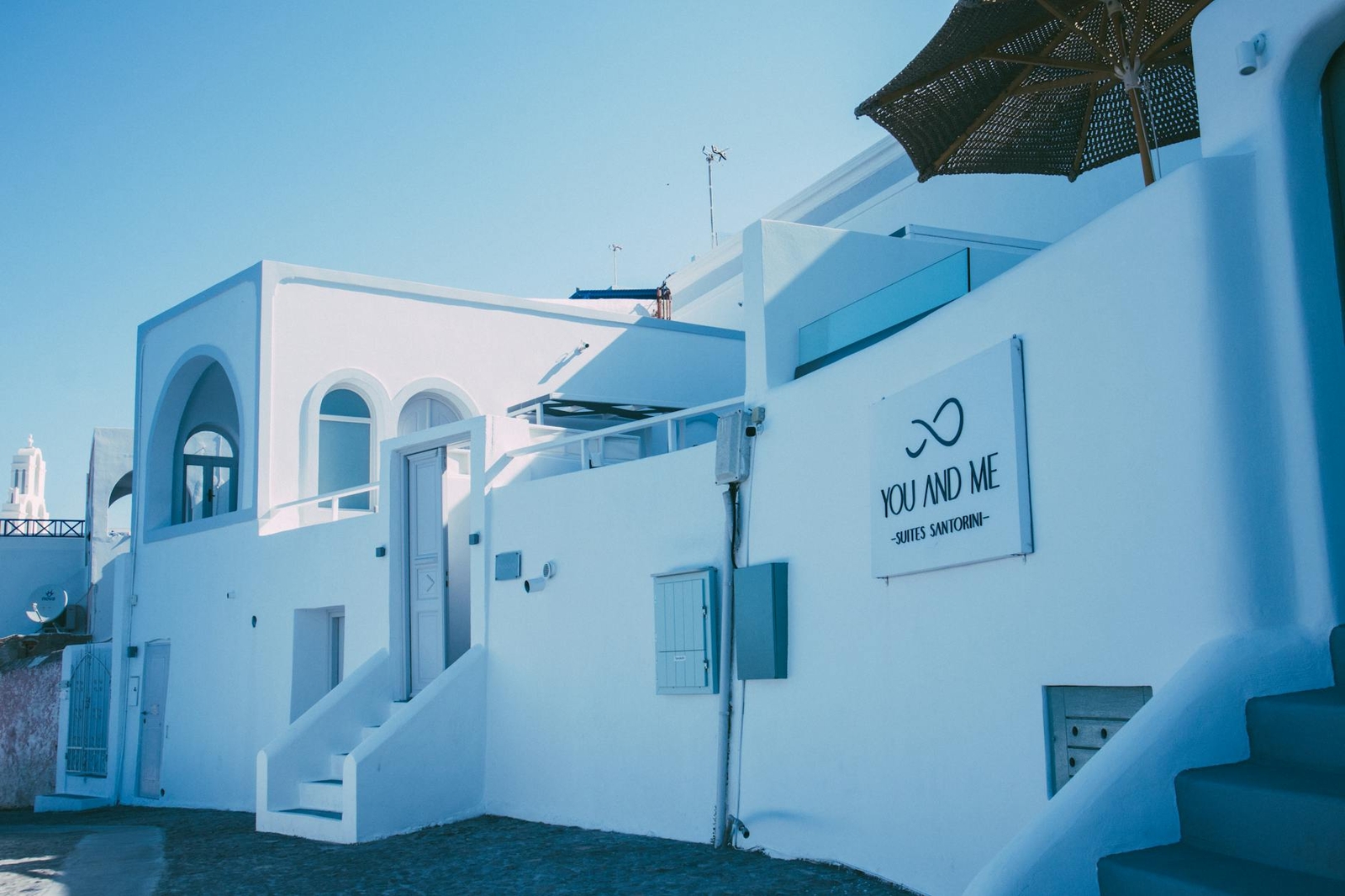 A hotel in Santorini, Czechia + Austria + Hungary + Greece