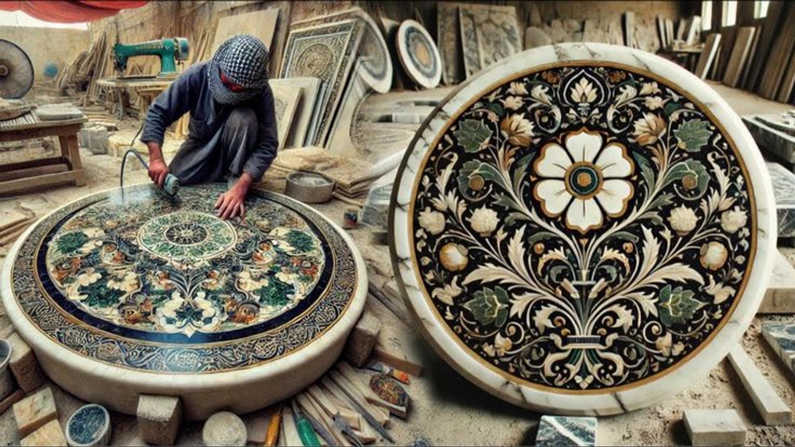 Marble-inlay craft workshop