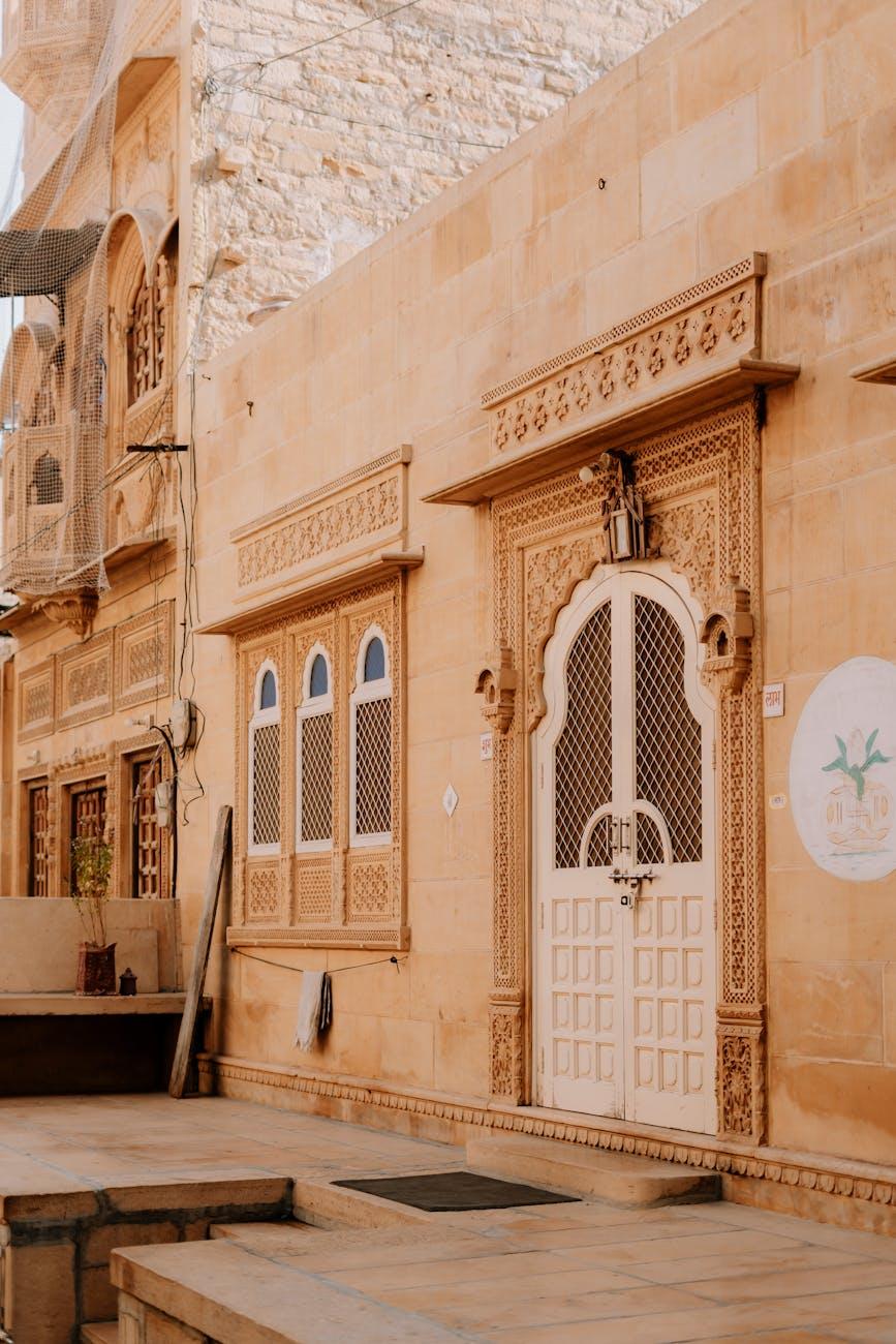 Explore the ornate architectural details of a traditional building in Jaisalmer