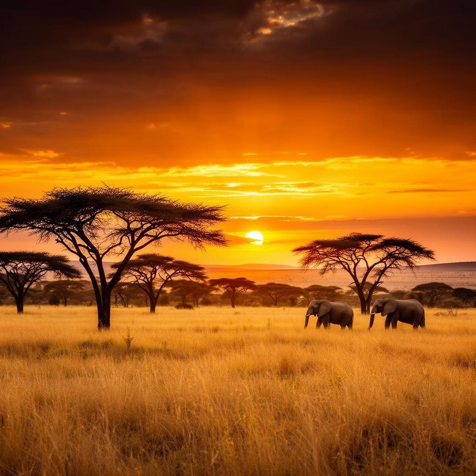 A lone acacia silhouetted against a Masai Mara sunrise