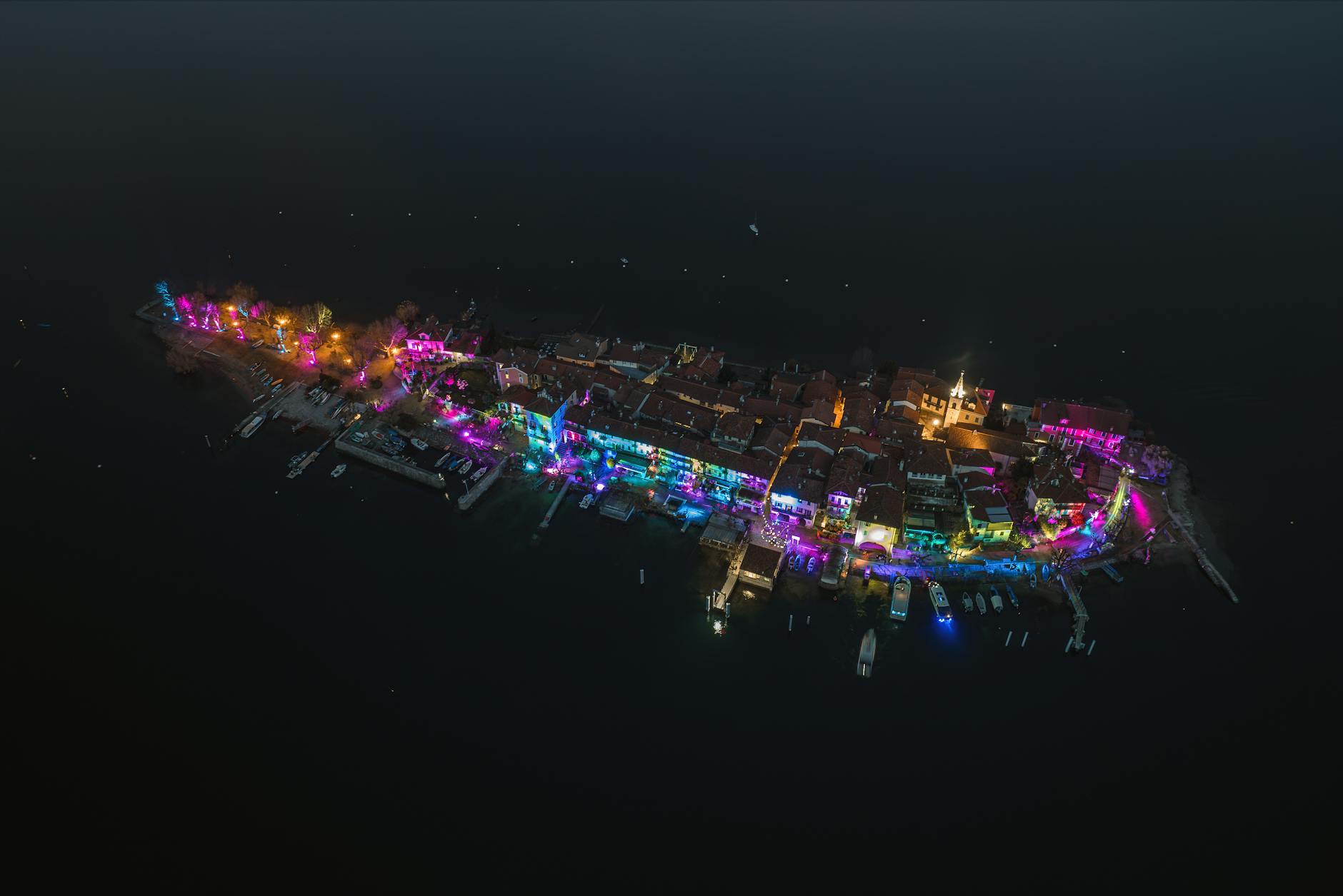 Island architecture at night