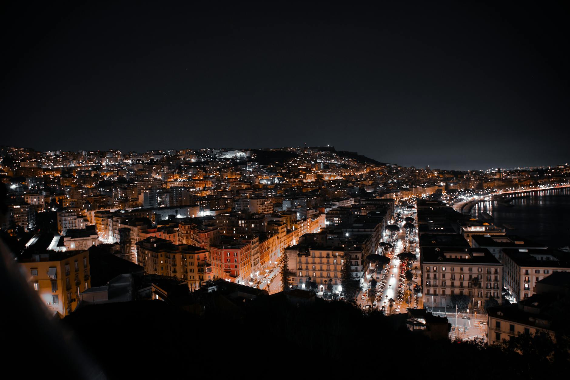 Naples architecture at night