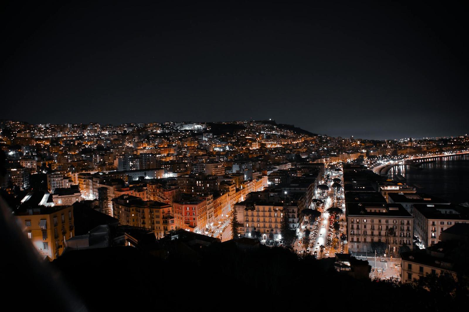 Naples architecture at night