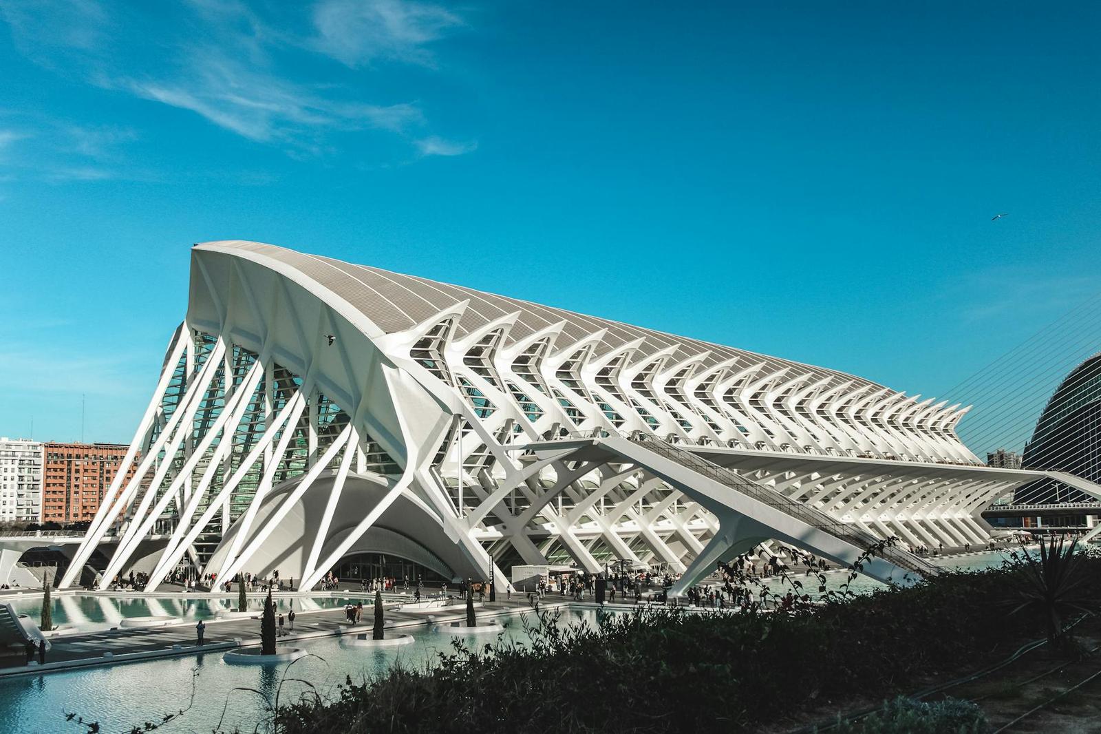 Architectural marvel of Valencia, the Science Museum under a clear blue sky