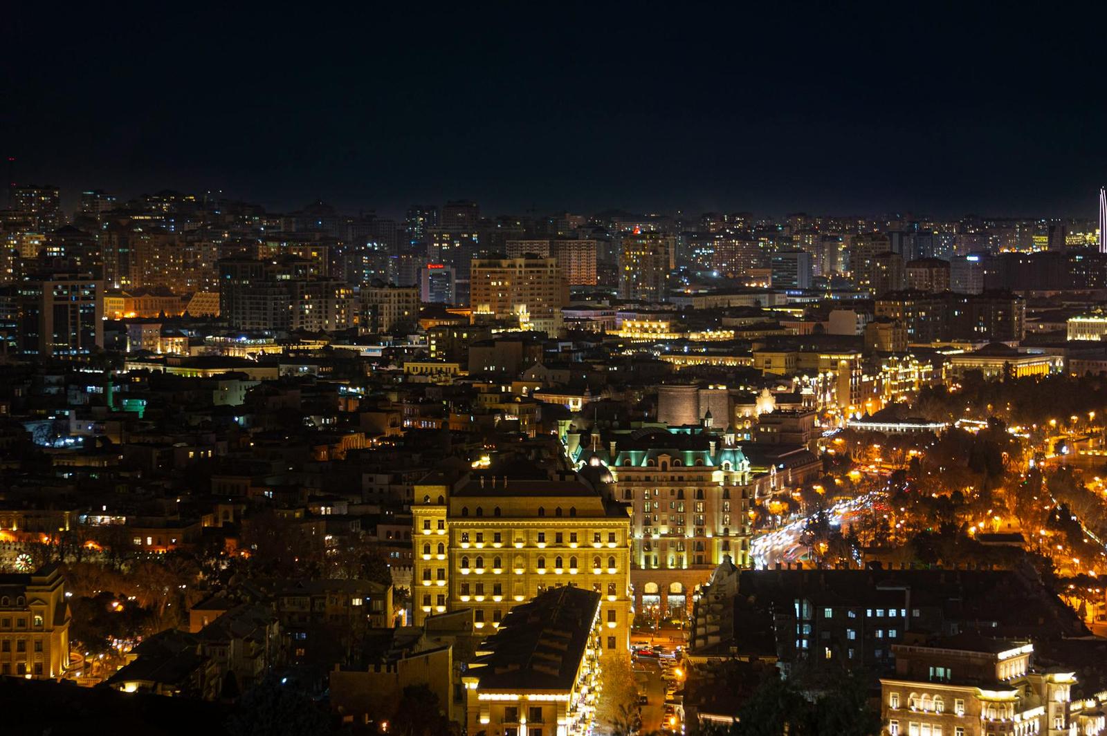 Baku architecture at night
