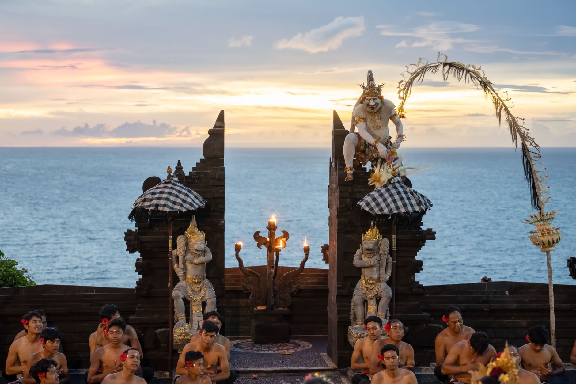FULL DAY BENOA WATER SPORTS + ULUWATU TEMPLE WITH KECAK DANCE architecture at night