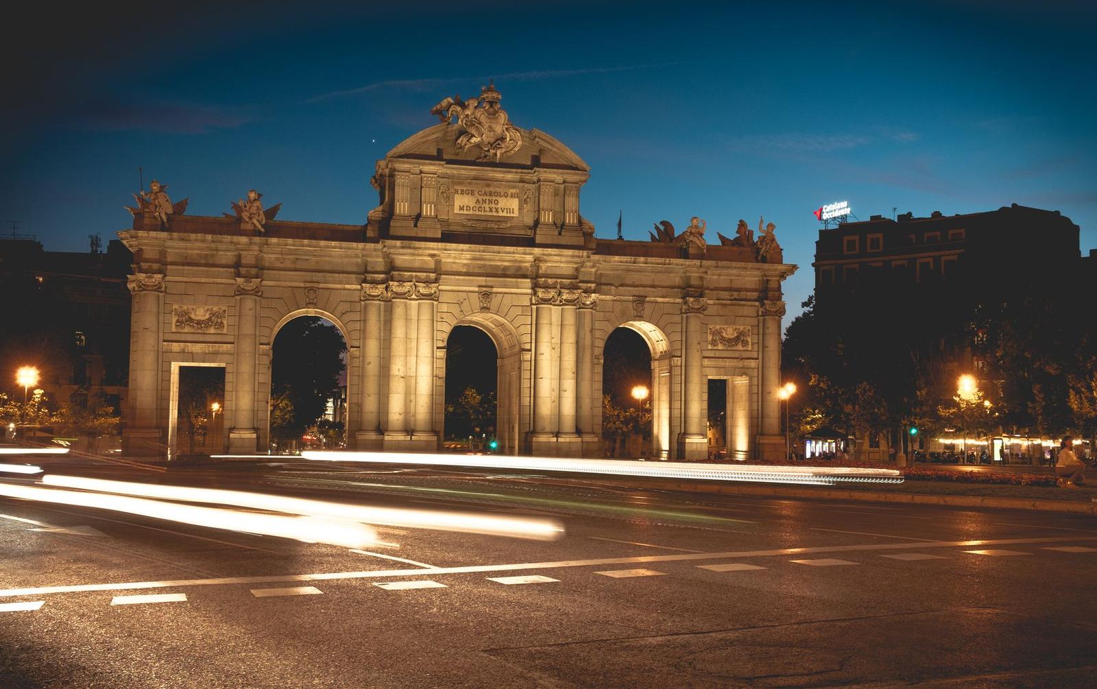 Madrid architecture at night