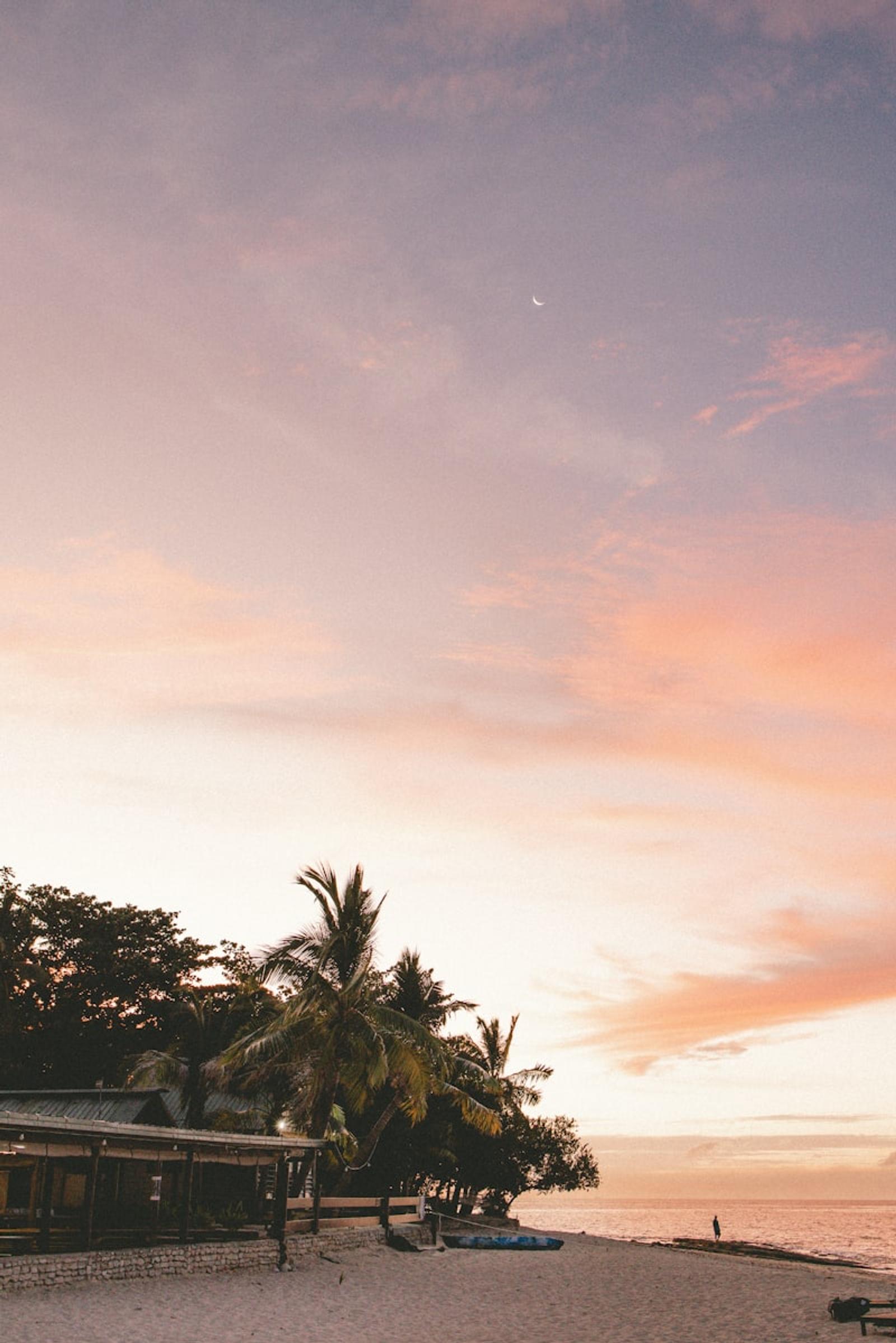 Fijian beach at dusk