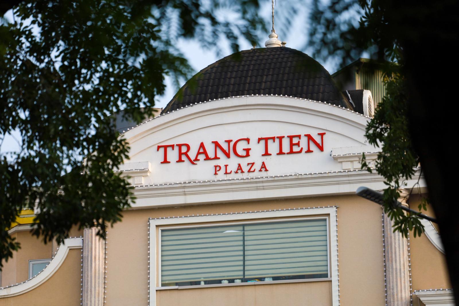 Front view of Trang Tien Plaza, a notable shopping center in Hanoi, Vietnam