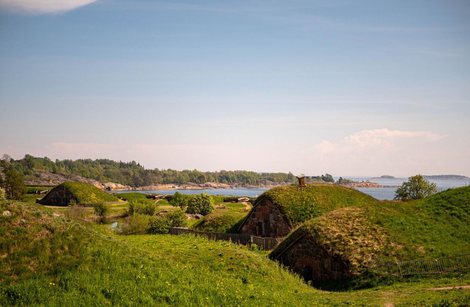 A picturesque landscape of Suomenlinna, Helsinki during spring